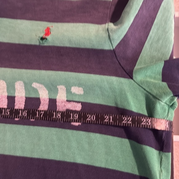 Polo Ralph Lauren Green & Blue Trashed Rugby Polo Patches Jersey Style Size XXL - Picture 6 of 7
